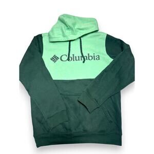 Columbia Colorblock Green/ Teal Hoodie Pullover Sweatershirt Mens Size Small